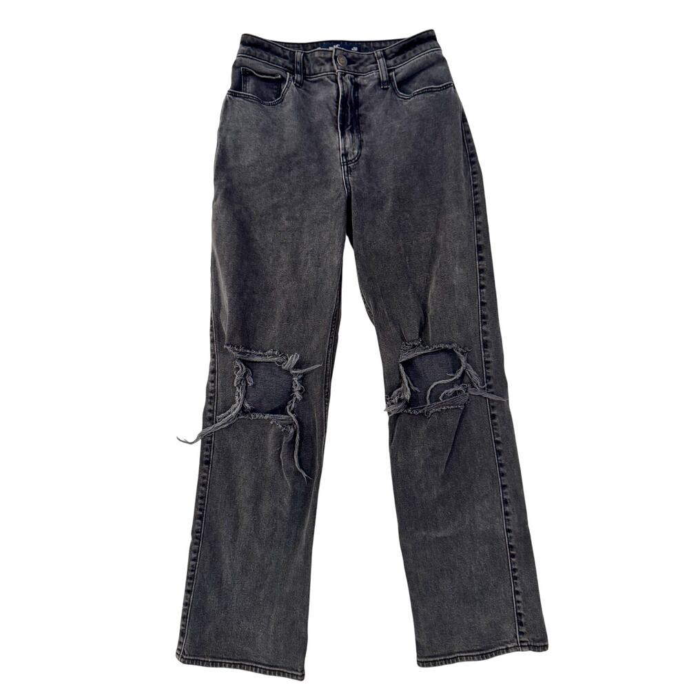 Hollister Dad Jeans Women's 2R W26R Black Distressed Y2K Grunge Skater Baddie - Picture 2 of 16